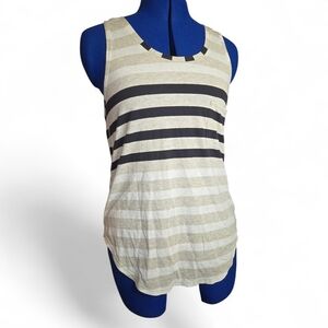 Lululemon  Black Cream And Gray Striped Work Out Tank Top Gym Clothes